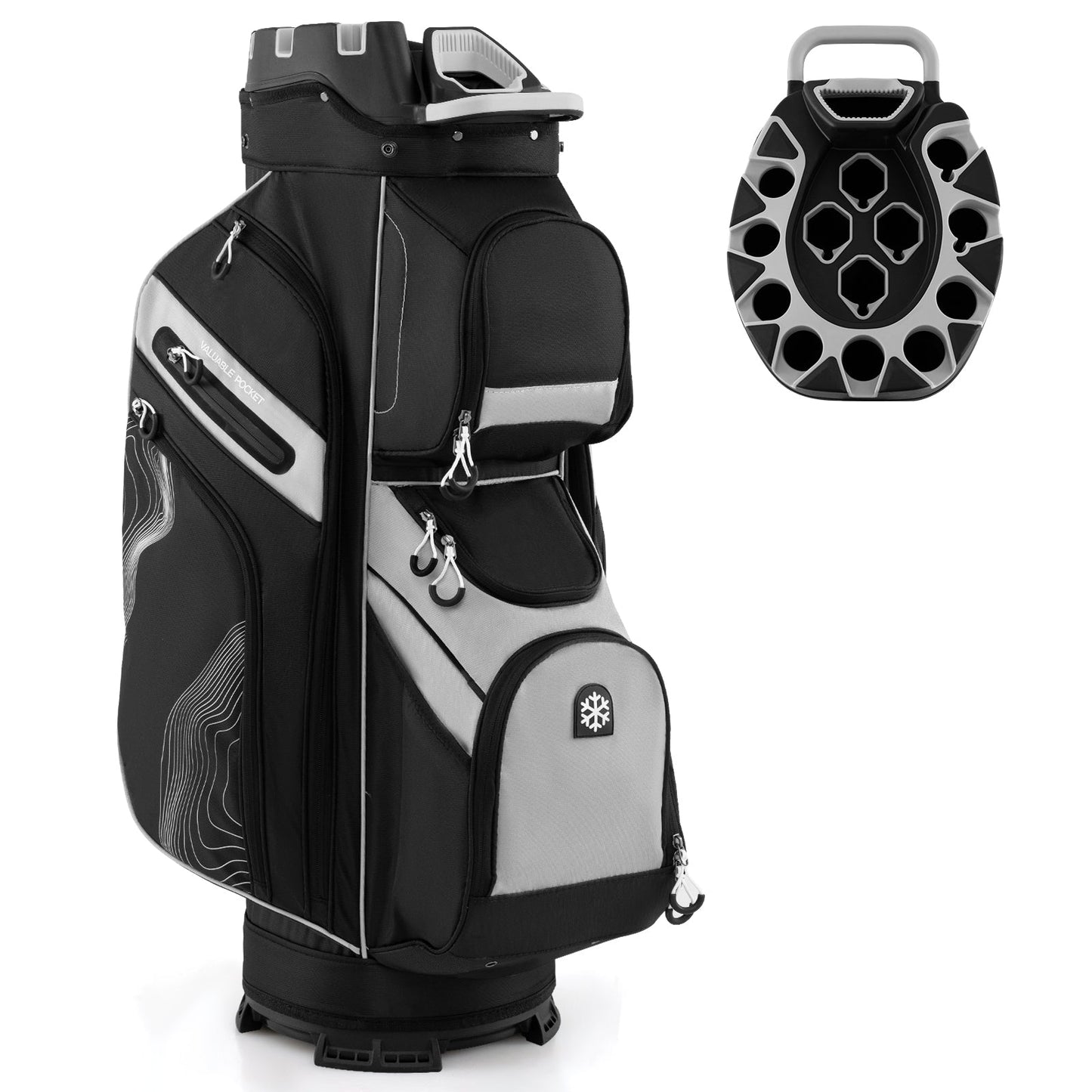 Molded Lock Top Golf Cart Bag with 14-Way Full Length Dividers and 11 Pockets