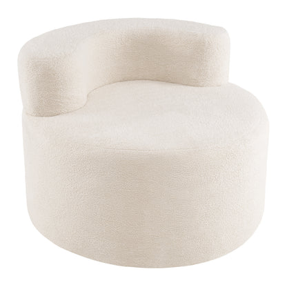 Moon-Shaped Floor Sofa Chair with Teddy Fleece - Beige
