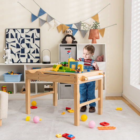 Kids Multi-Activity Play Table with Storage & Paper Roll