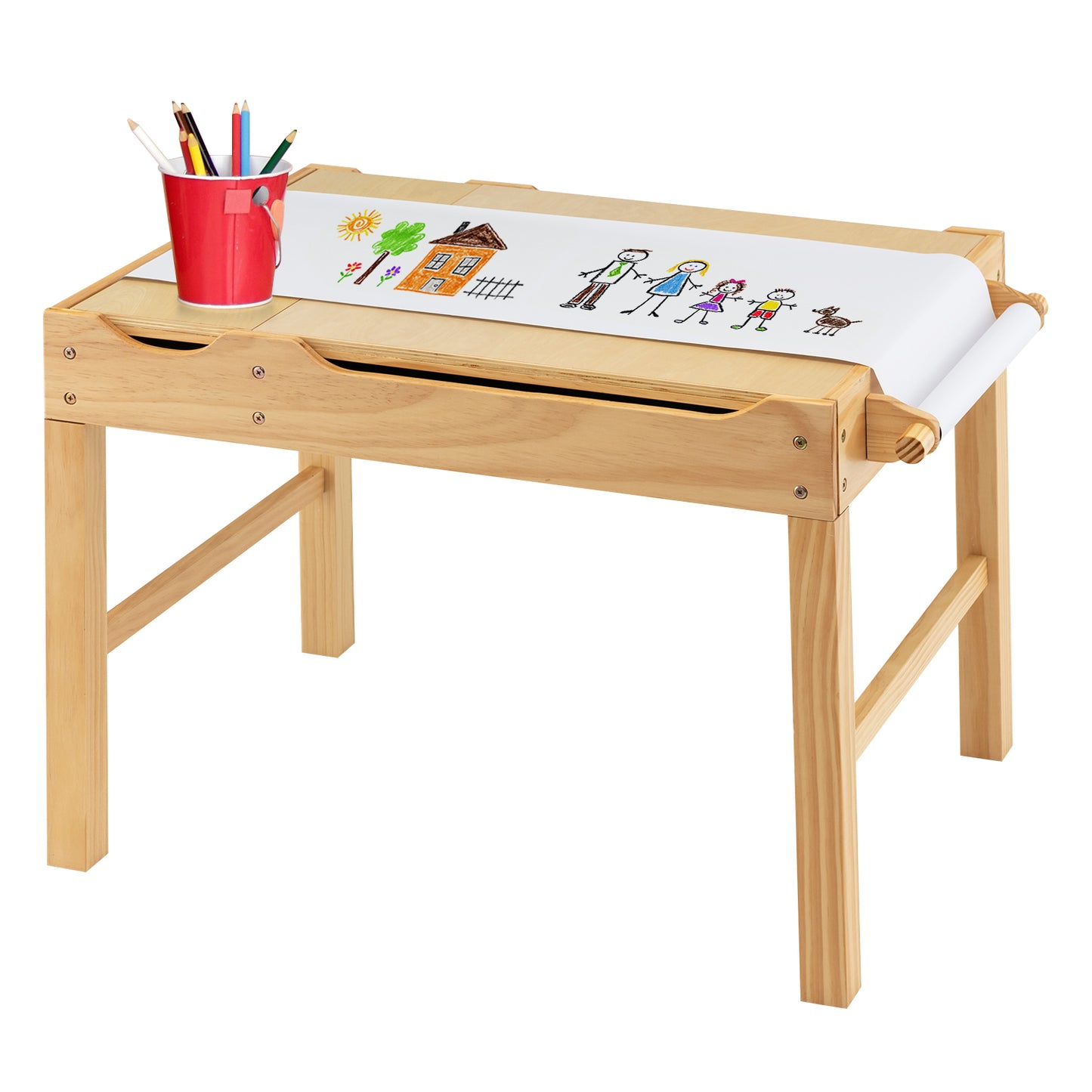 Kids Multi-Activity Play Table with Storage & Paper Roll