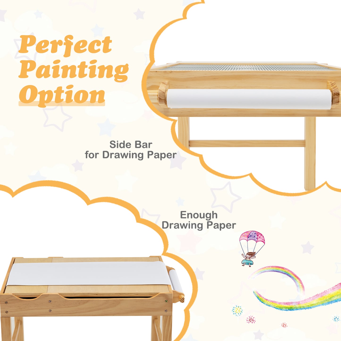 Kids Multi-Activity Play Table with Storage & Paper Roll