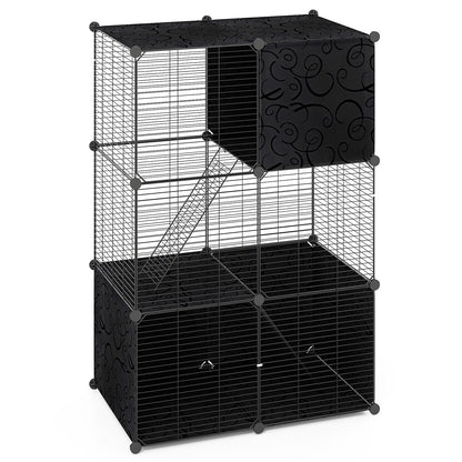 Multi-Level Cat Tower with 2-Door Condo and Hammock-Black