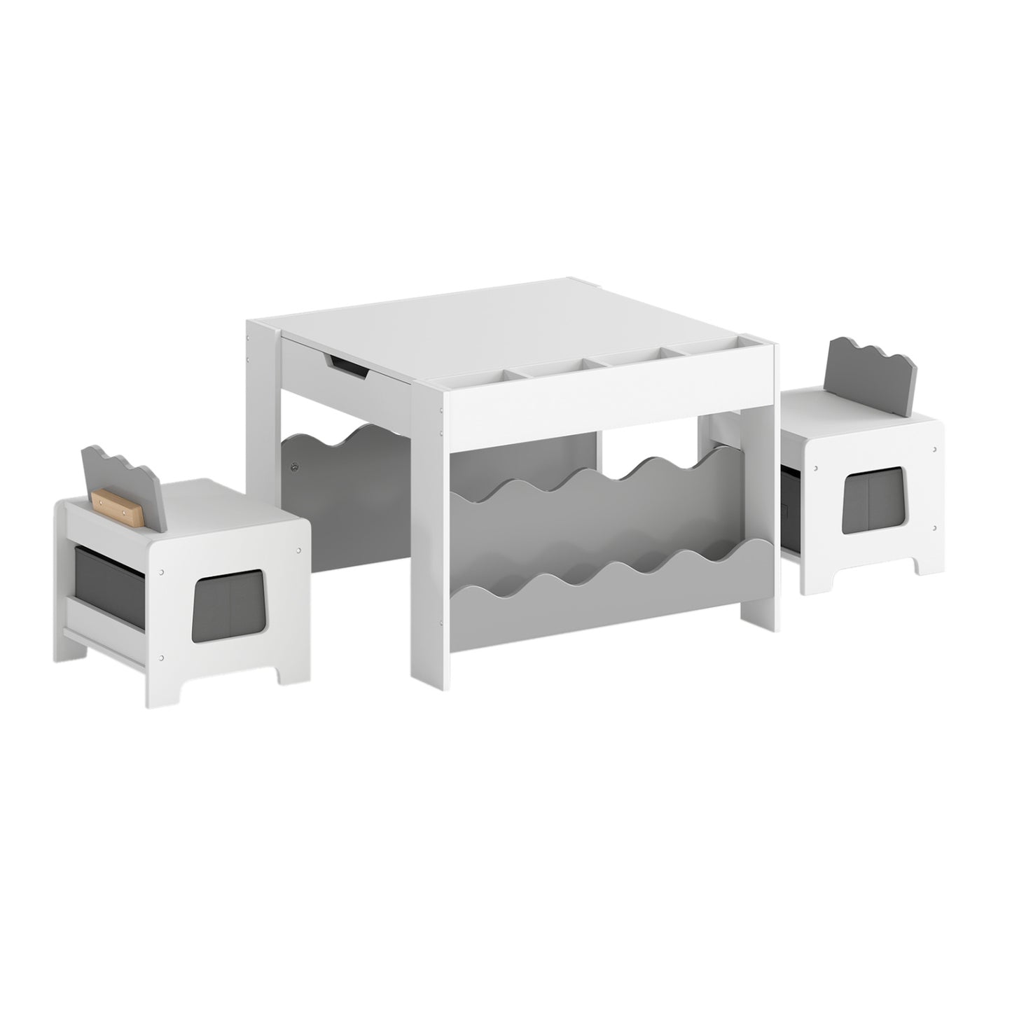 Kids Activity Table and Chair Set with Reversible Tabletop