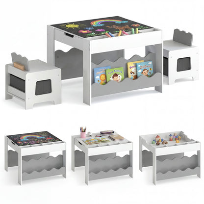 Kids Activity Table and Chair Set with Reversible Tabletop