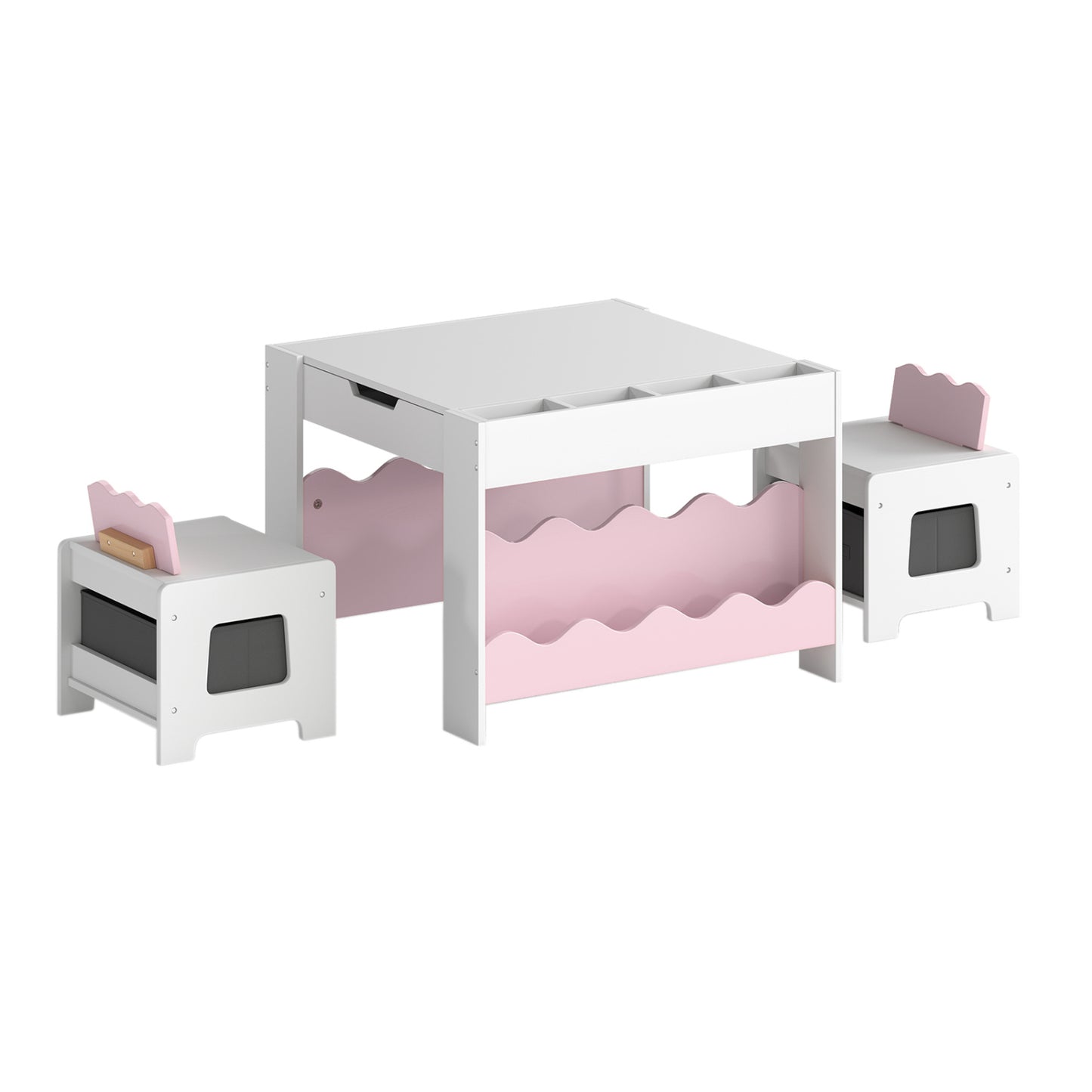Kids Activity Table and Chair Set with Reversible Tabletop