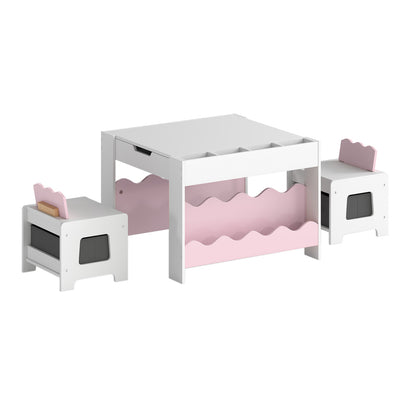 Kids Activity Table and Chair Set with Reversible Tabletop