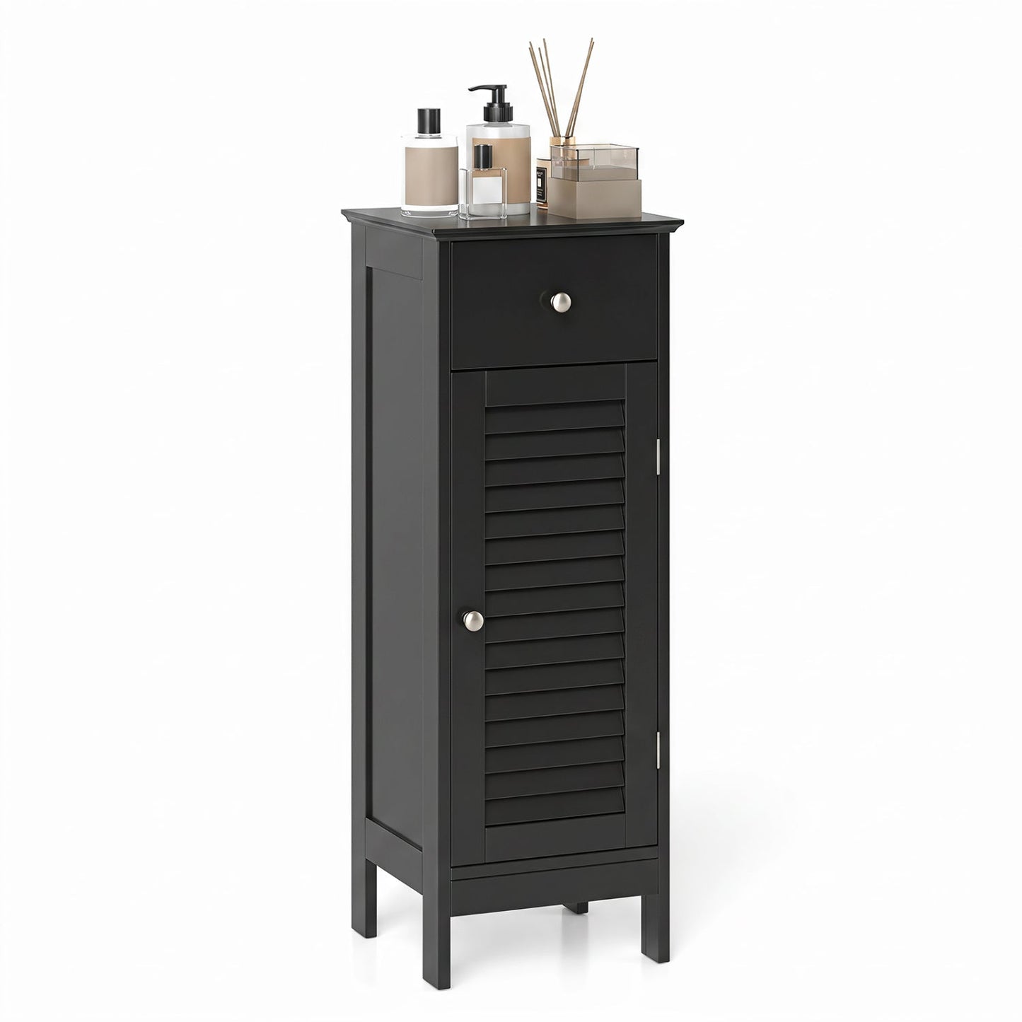 Narrow Bathroom Storage Cabinet with Adjustable Shelf & Drawer