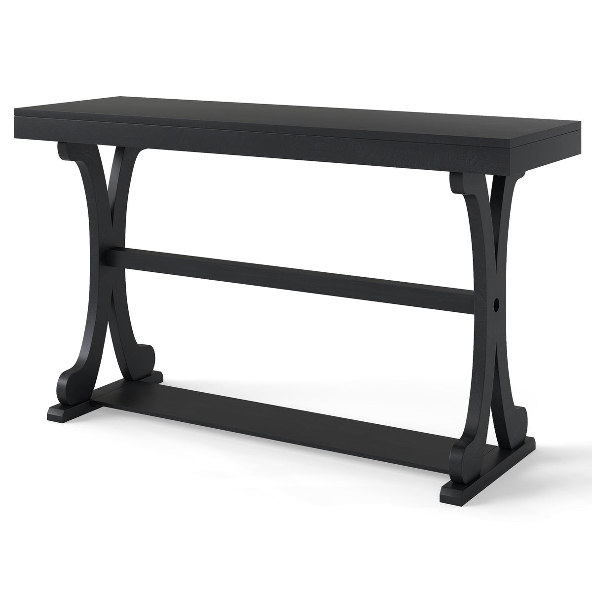 Narrow Console Table Vintage 52 Inch Long with Open Storage Shelf