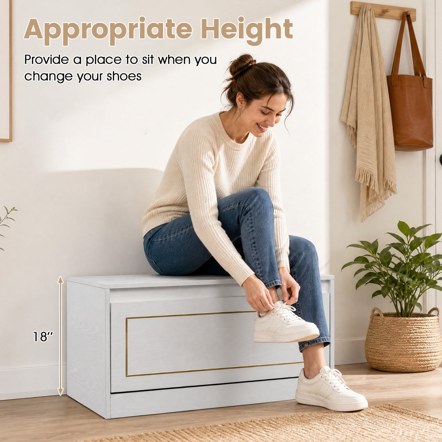 Narrow Shoe Cabinet with Flip Drawer and Adjustable Shelf