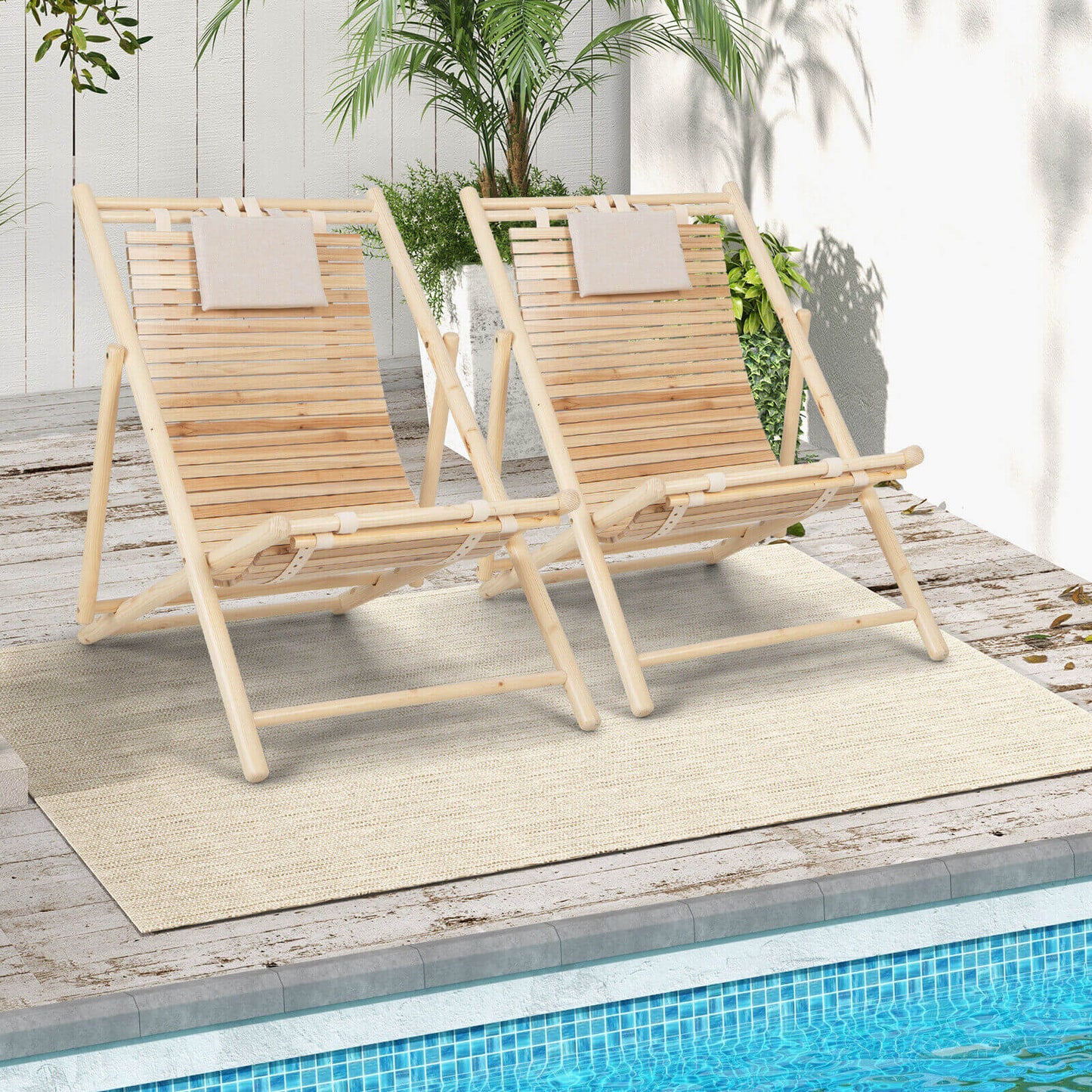 Fir Wood Lounge Chair with Adjustable Backrest