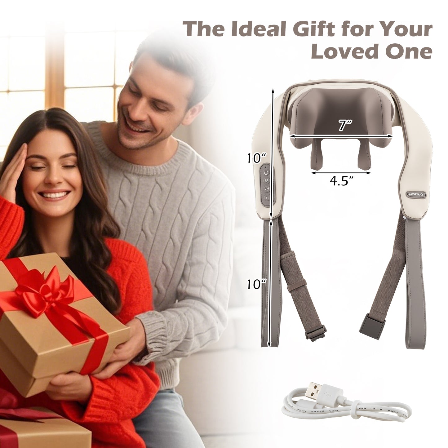 Neck Shoulder Massager with 4D Kneading and Heat Therapy