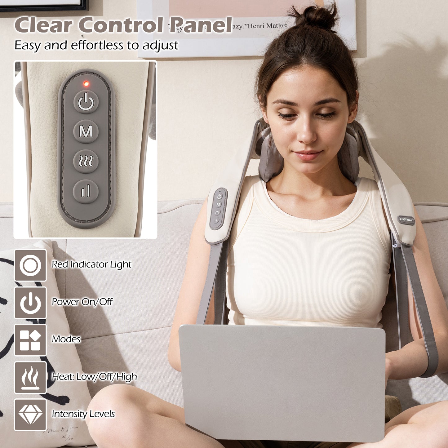 Neck Shoulder Massager with 4D Kneading and Heat Therapy
