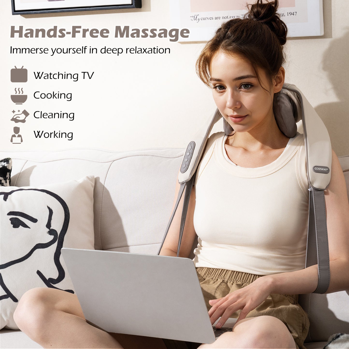 Neck Shoulder Massager with 4D Kneading and Heat Therapy