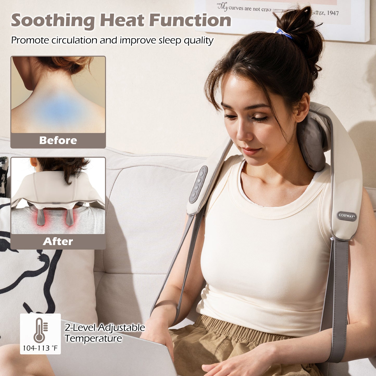 Neck Shoulder Massager with 4D Kneading and Heat Therapy