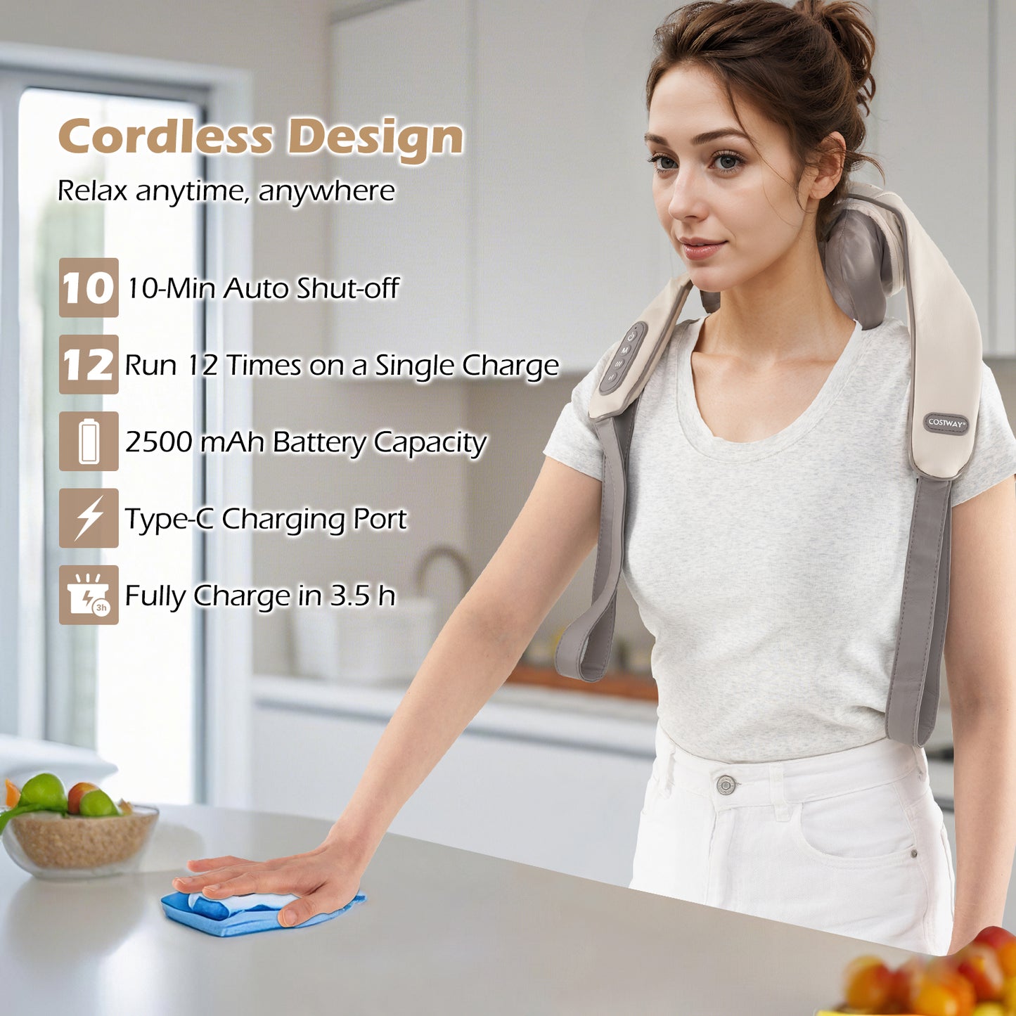 Neck Shoulder Massager with 4D Kneading and Heat Therapy