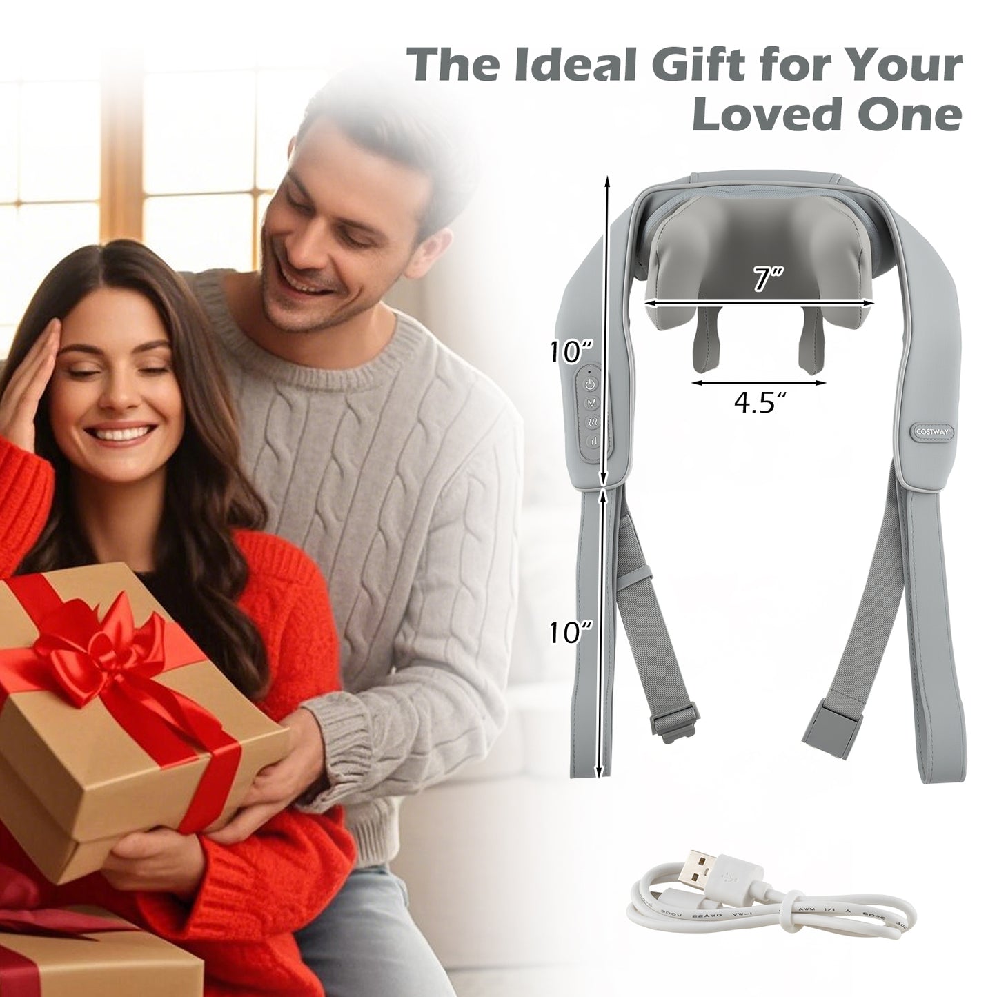 Neck Shoulder Massager with 4D Kneading and Heat Therapy