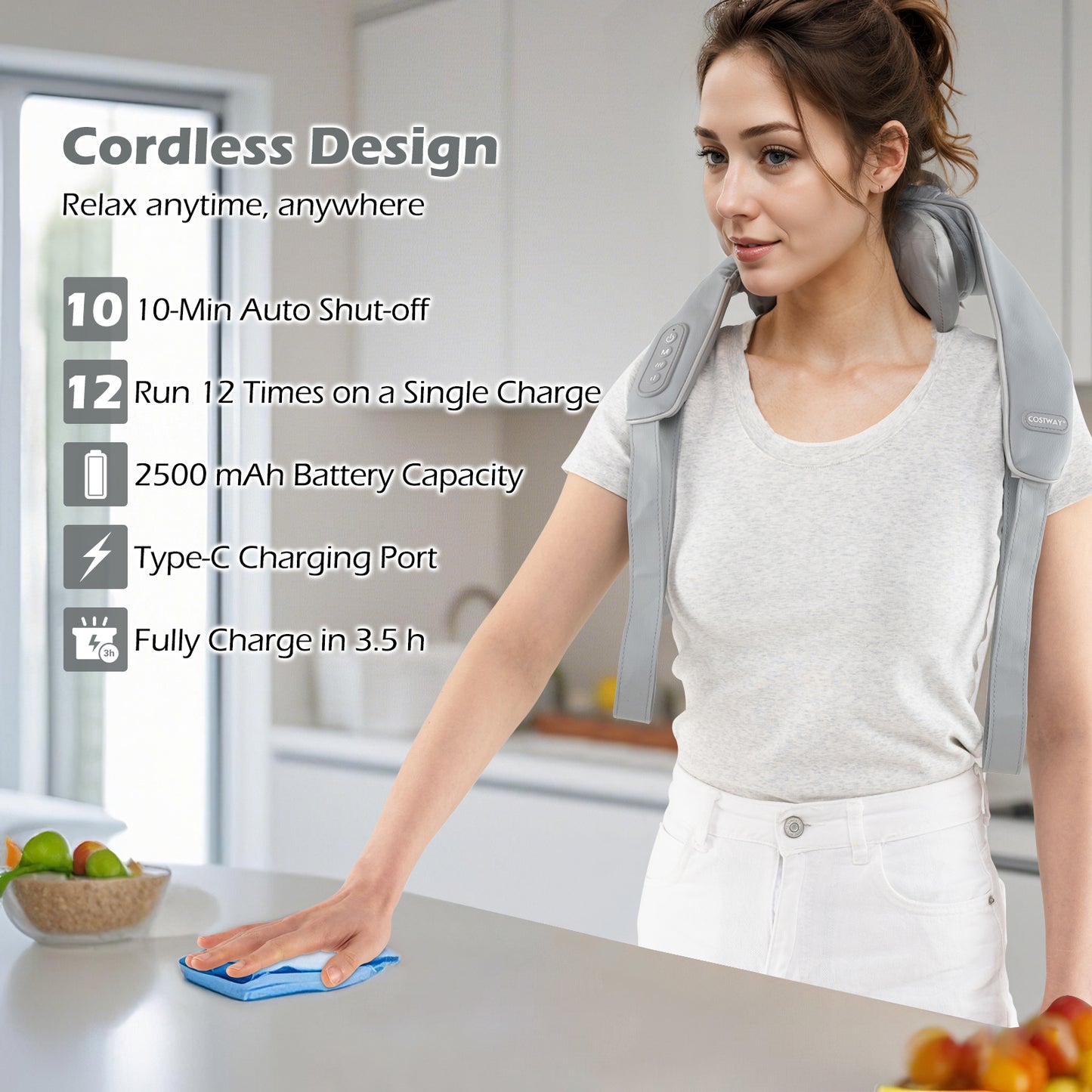 Neck Shoulder Massager with 4D Kneading and Heat Therapy