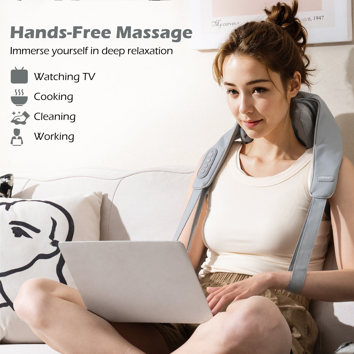 Neck Shoulder Massager with 4D Kneading and Heat Therapy