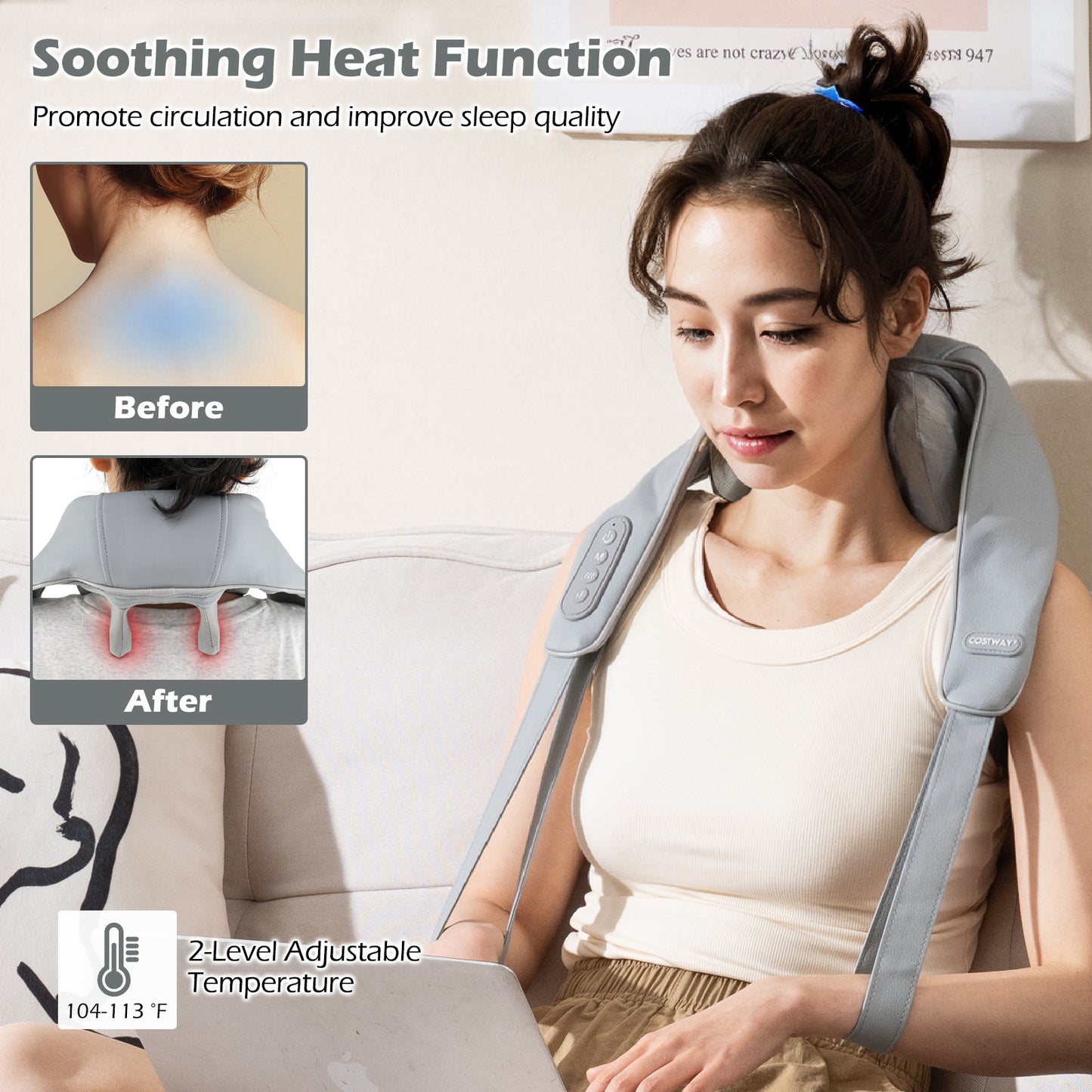 Neck Shoulder Massager with 4D Kneading and Heat Therapy