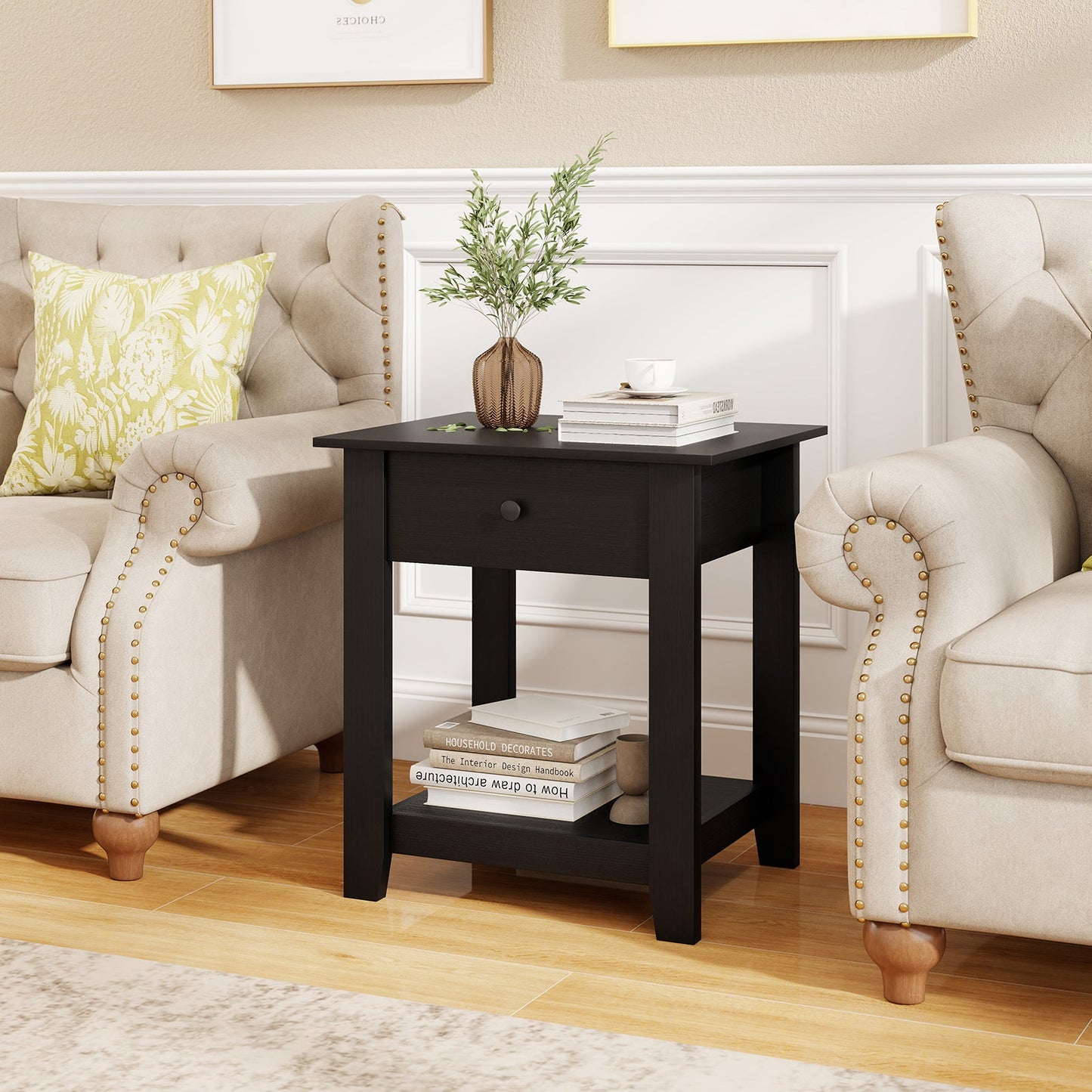 Round Patio Storage Side Table for Poolside and Balcony