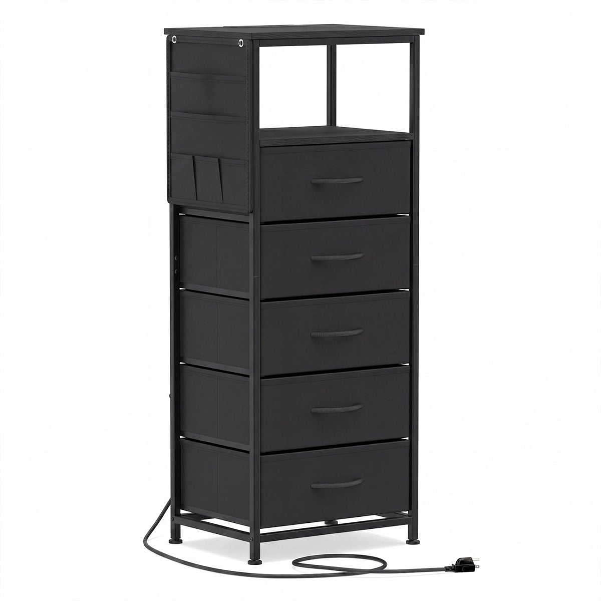 Nightstand with Integrated Charging Station 39 Inches Modern Bedside Table