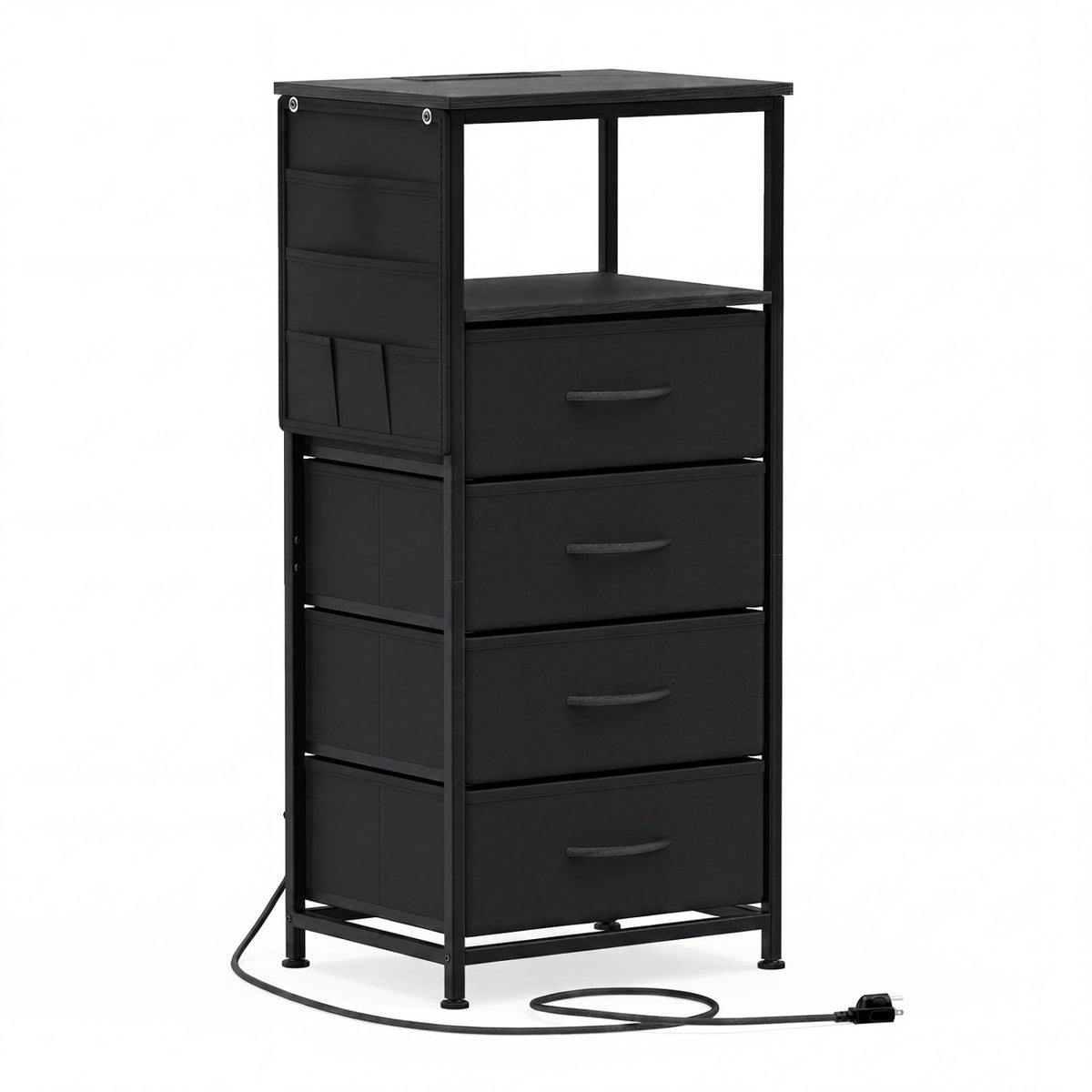 Nightstand with Integrated Charging Station 34" Modern Bedside Table