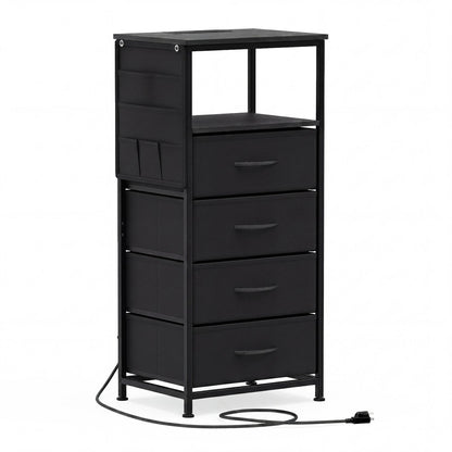 Nightstand with Integrated Charging Station 34" Modern Bedside Table