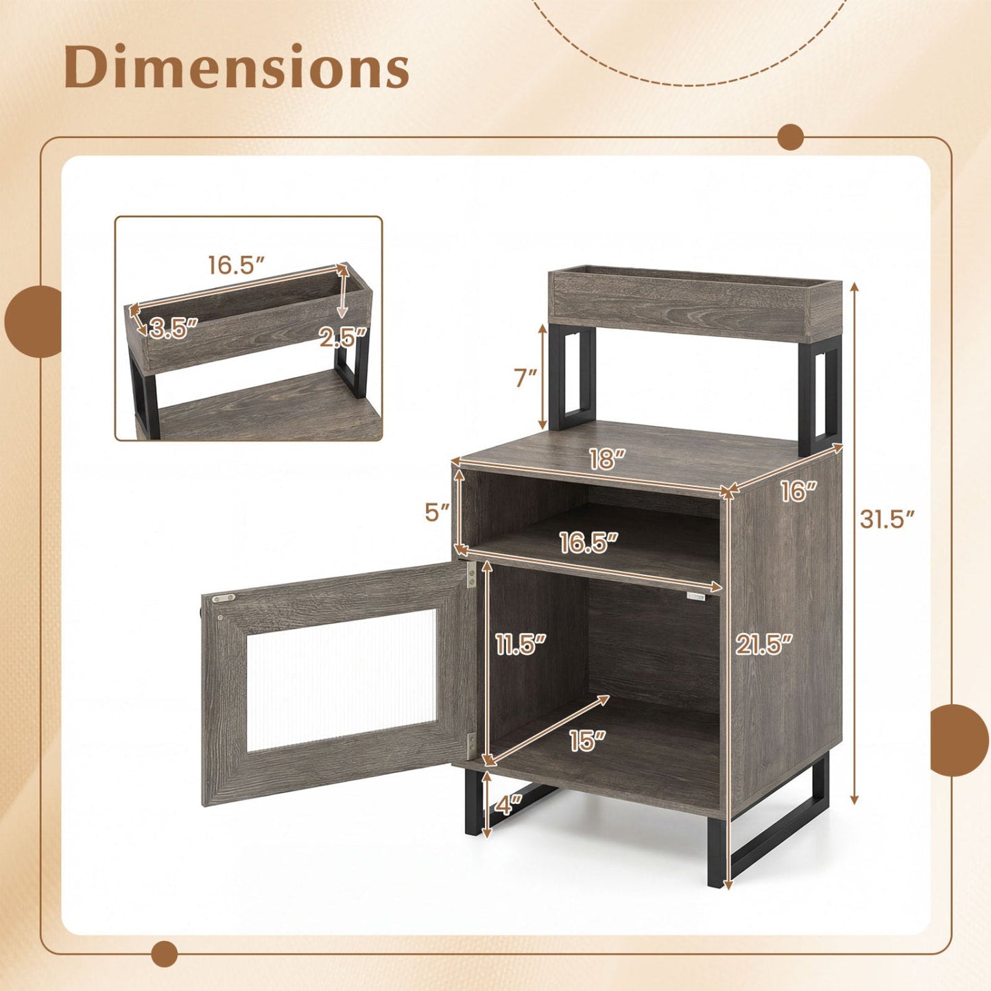 Nightstand with LED Lights Modern End Table with Top Tray Open Compartment and Storage Cabinet