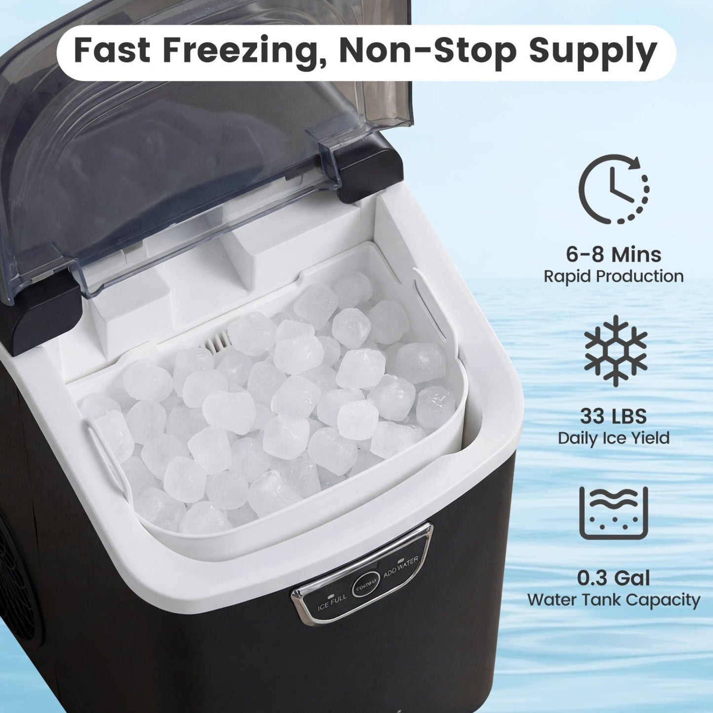 Nugget Ice Maker Countertop with Audible Ice Full Alarm