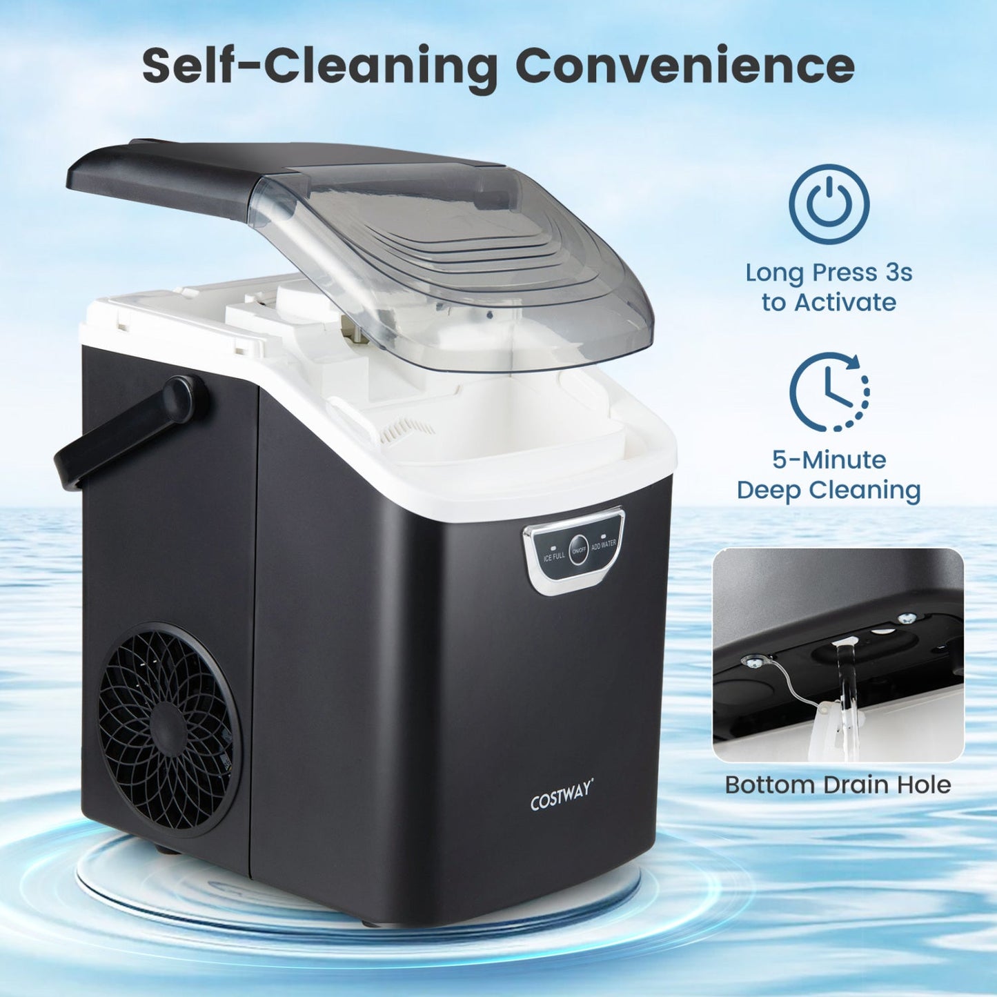 Nugget Ice Maker Countertop with Audible Ice Full Alarm