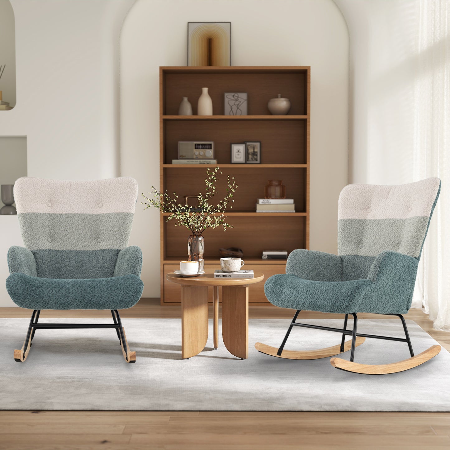 Nursery Rocking Chair with Ergonomic High Backrest