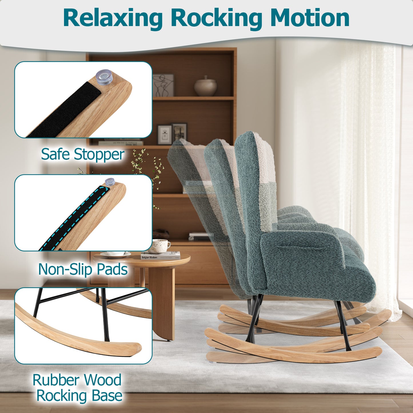 Nursery Rocking Chair with Ergonomic High Backrest
