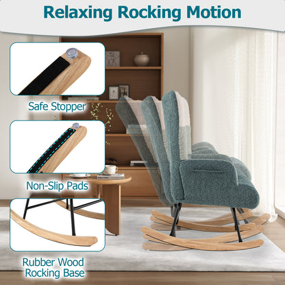 Nursery Rocking Chair with Ergonomic High Backrest