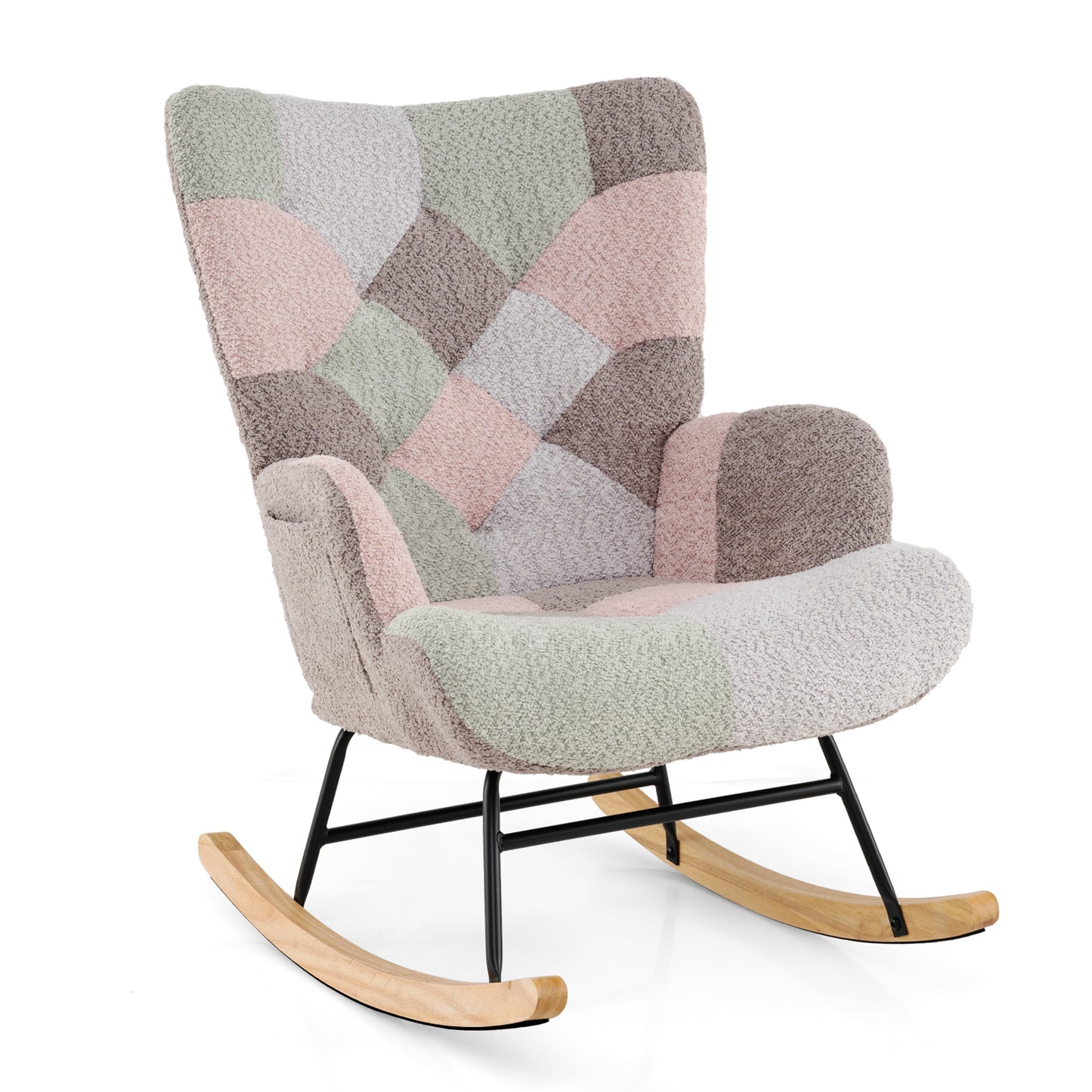 Rocking Chair with Ergonomic Armrests and High Backrest
