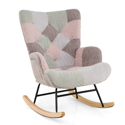 Rocking Chair with Ergonomic Armrests and High Backrest