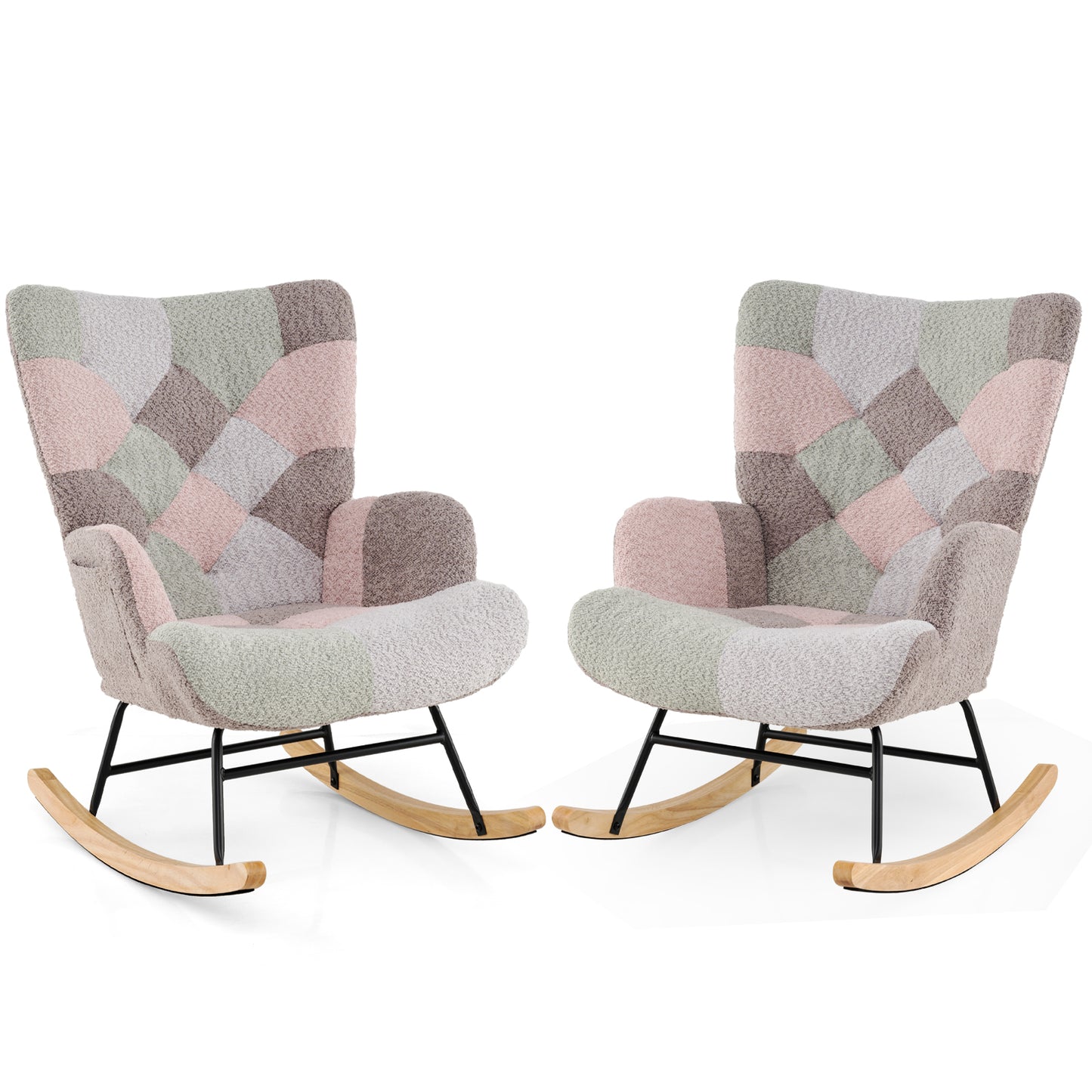 Rocking Chair with Ergonomic Armrests and High Backrest