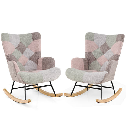 Rocking Chair with Ergonomic Armrests and High Backrest