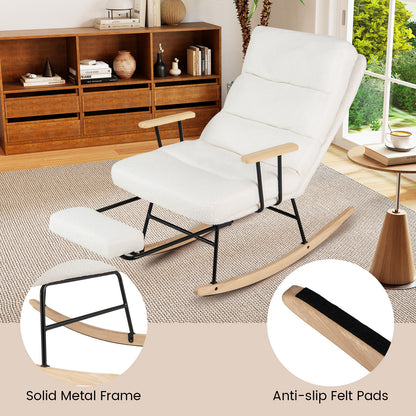 Teddy Velvet Rocking Chair with Adjustable Backrest