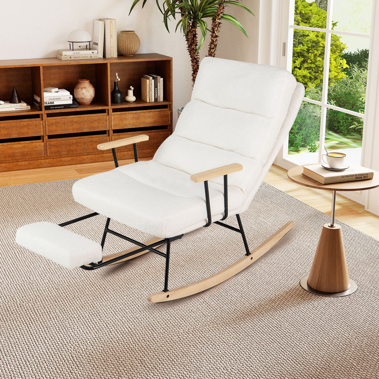 Teddy Velvet Rocking Chair with Adjustable Backrest