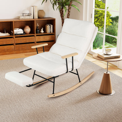 Teddy Velvet Rocking Chair with Adjustable Backrest