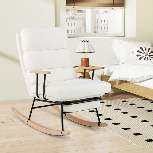 Teddy Velvet Rocking Chair with Adjustable Backrest