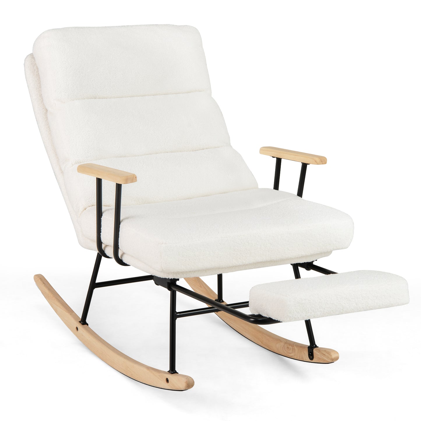 Teddy Velvet Rocking Chair with Adjustable Backrest