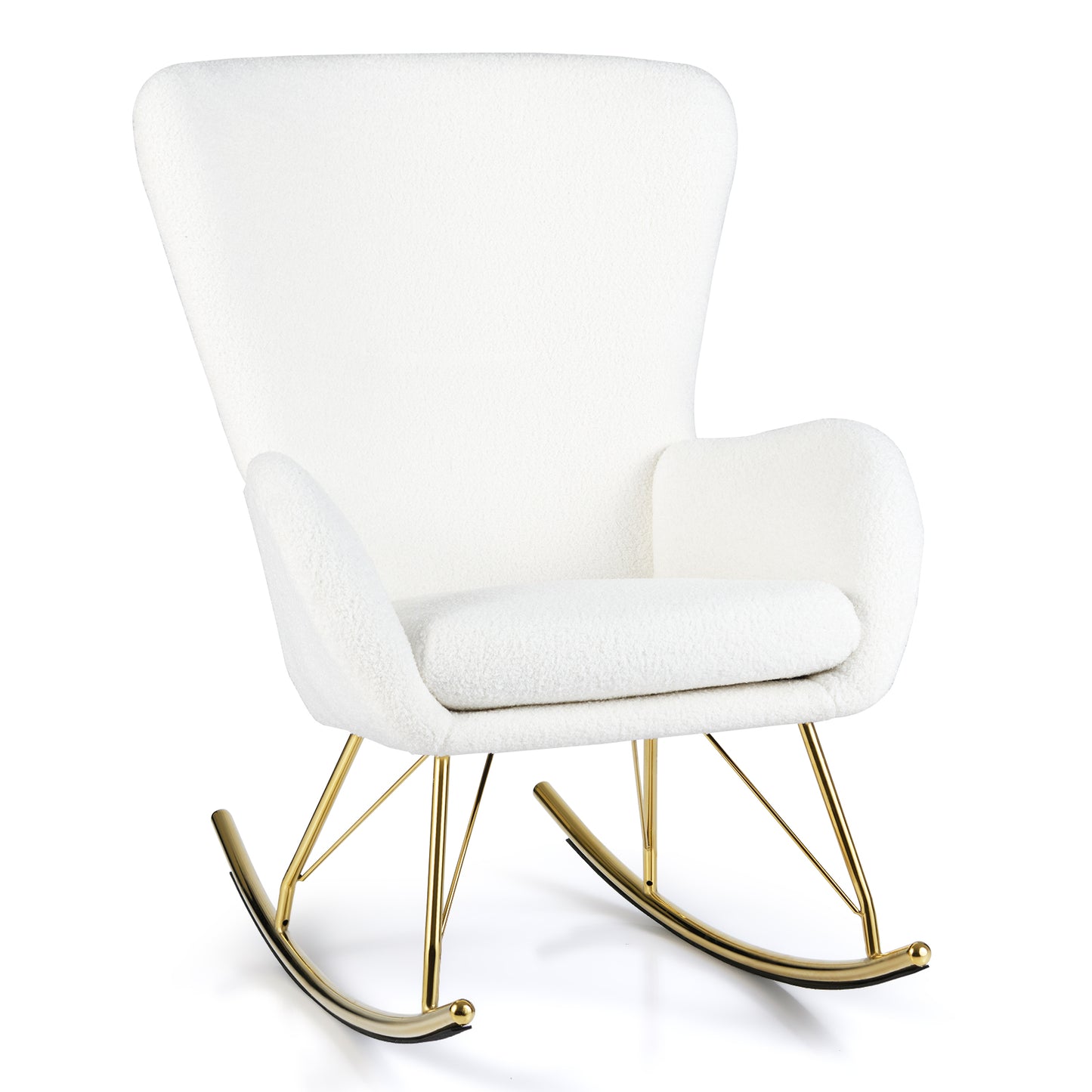Nursery Rocking Chair with Curved Backrest and Armrests