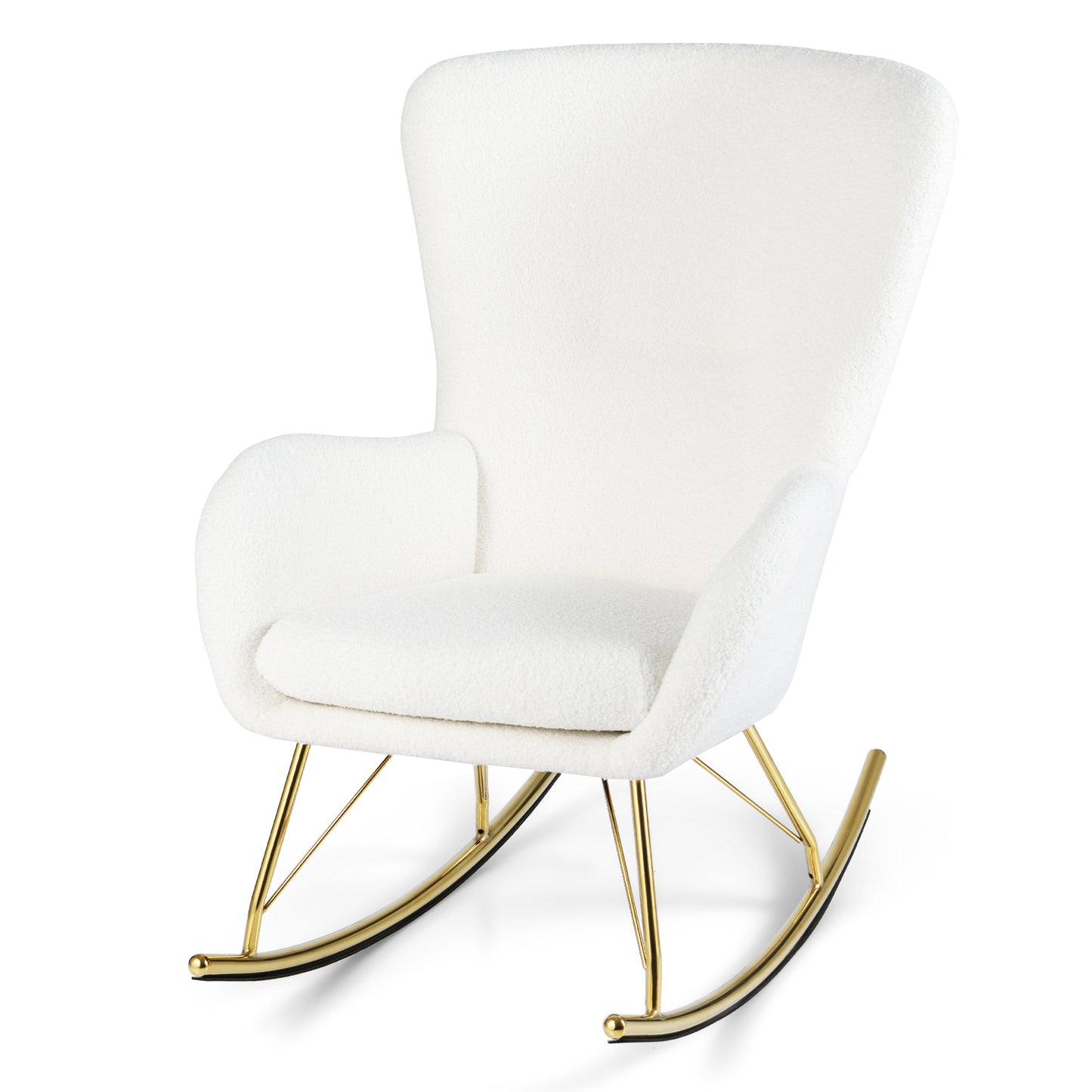 Nursery Rocking Chair with Curved Backrest and Armrests