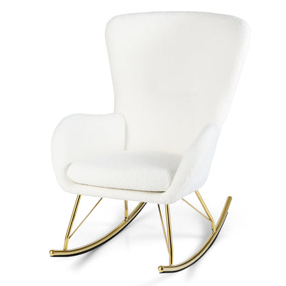 Nursery Rocking Chair with Curved Backrest and Armrests