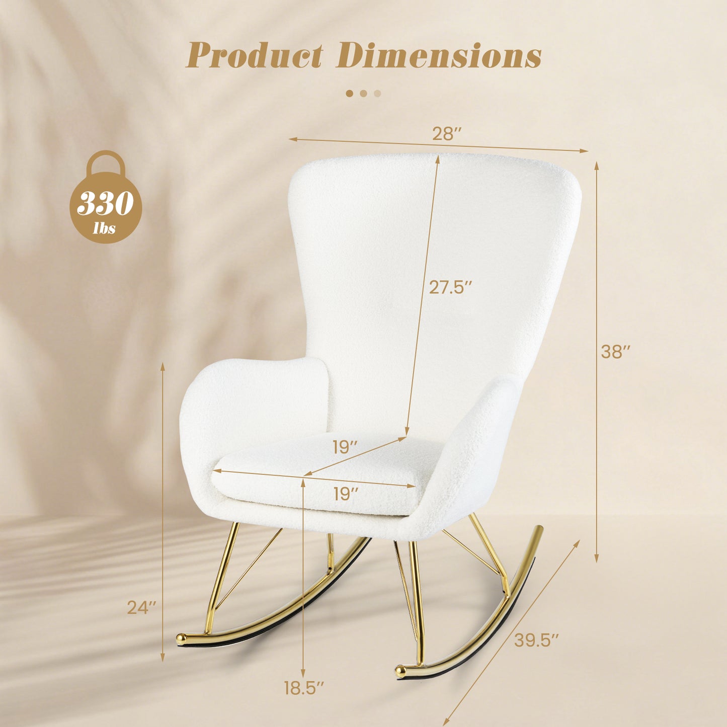 Nursery Rocking Chair with Curved Backrest and Armrests