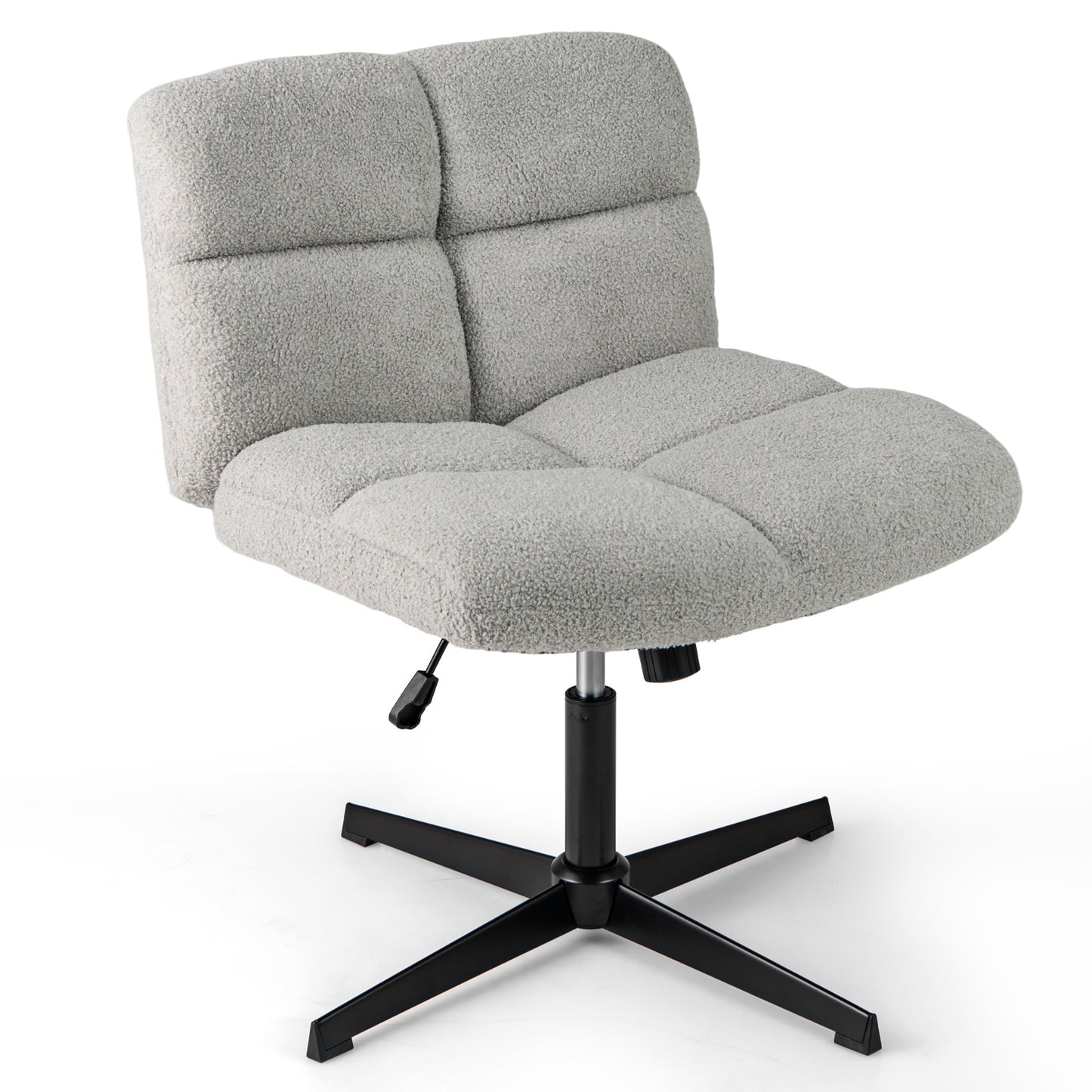 Armless Office Chair with Lamb Fleece & Adjustable Height