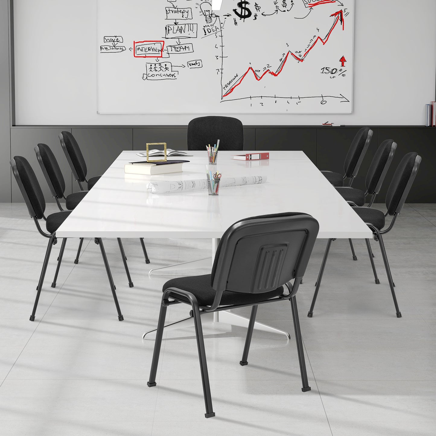 Stackable Conference Chairs Set with Padded Seats