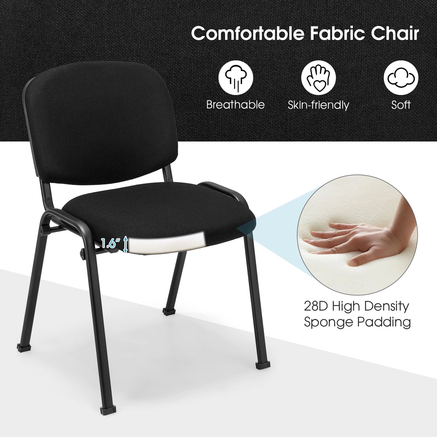 Stackable Conference Chairs Set with Padded Seats