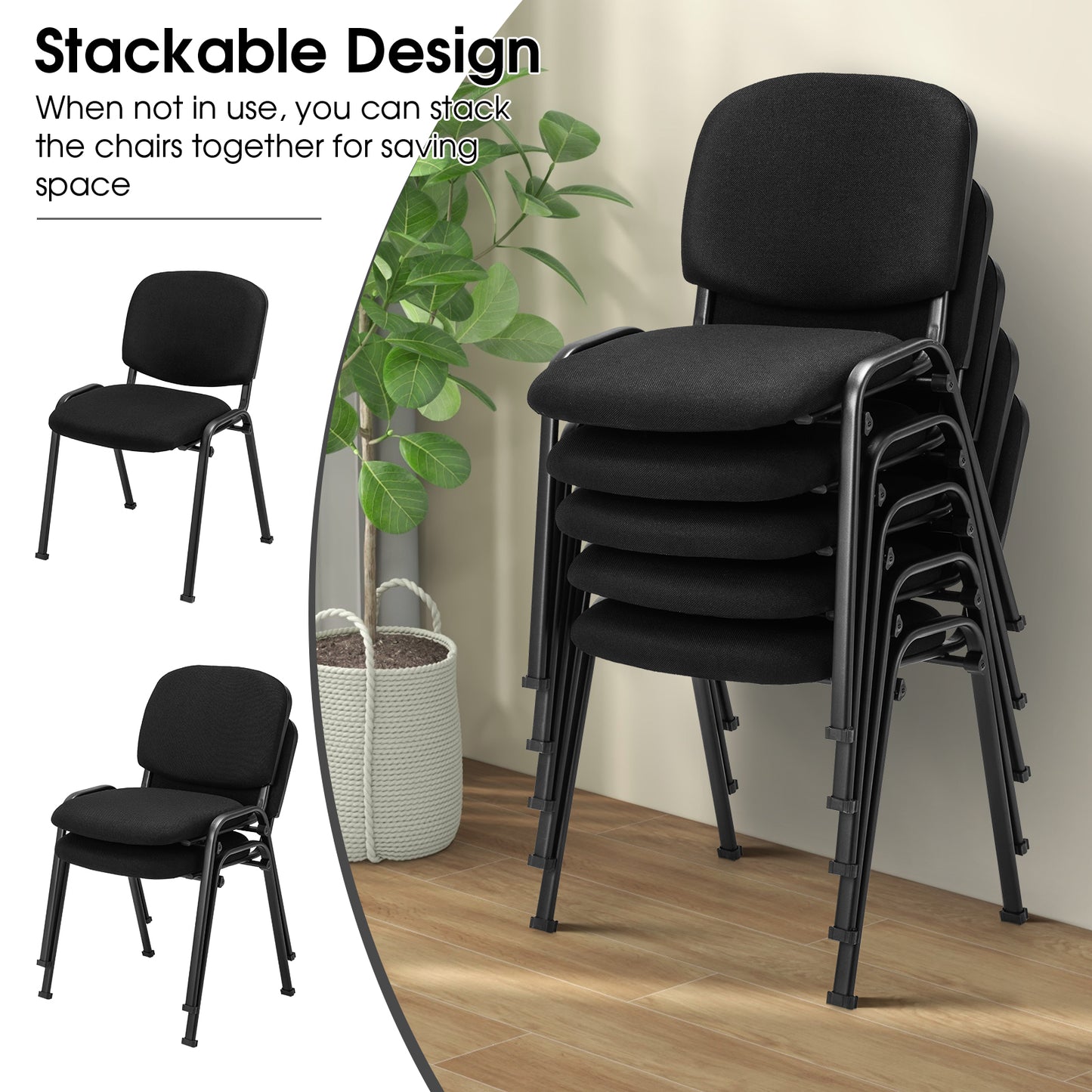 Stackable Conference Chairs Set with Padded Seats